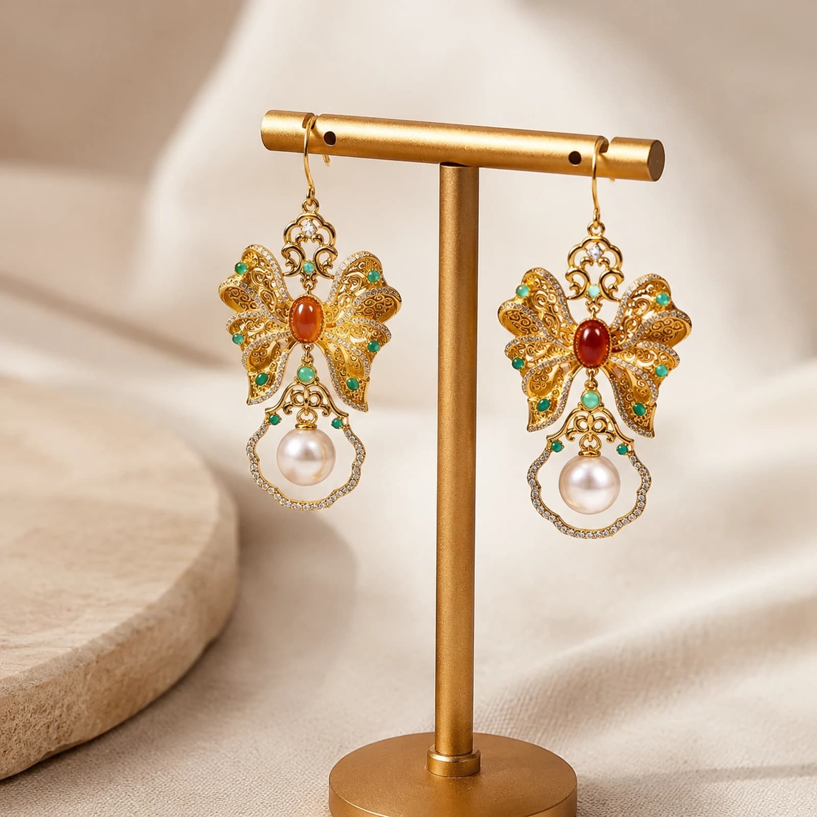 Butterfly Pearl Earrings alternate angle