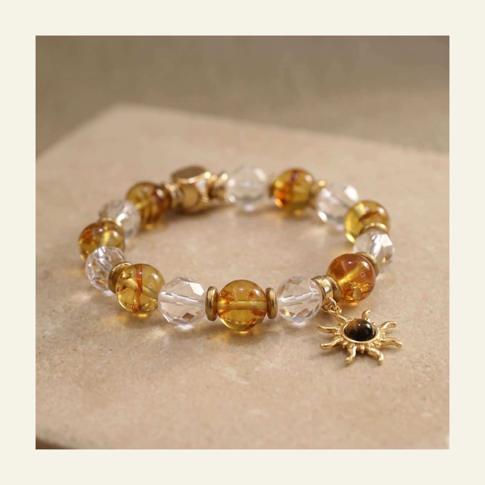 Jin-1 amber bracelet angle view