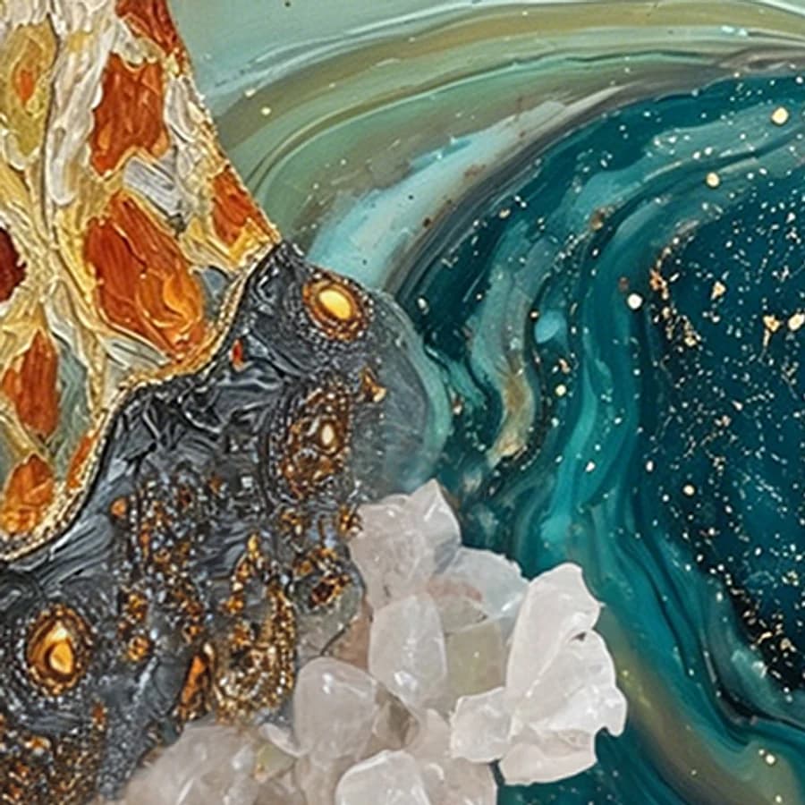 Stellar Wave Leopard. Impasto oil and gold leaf