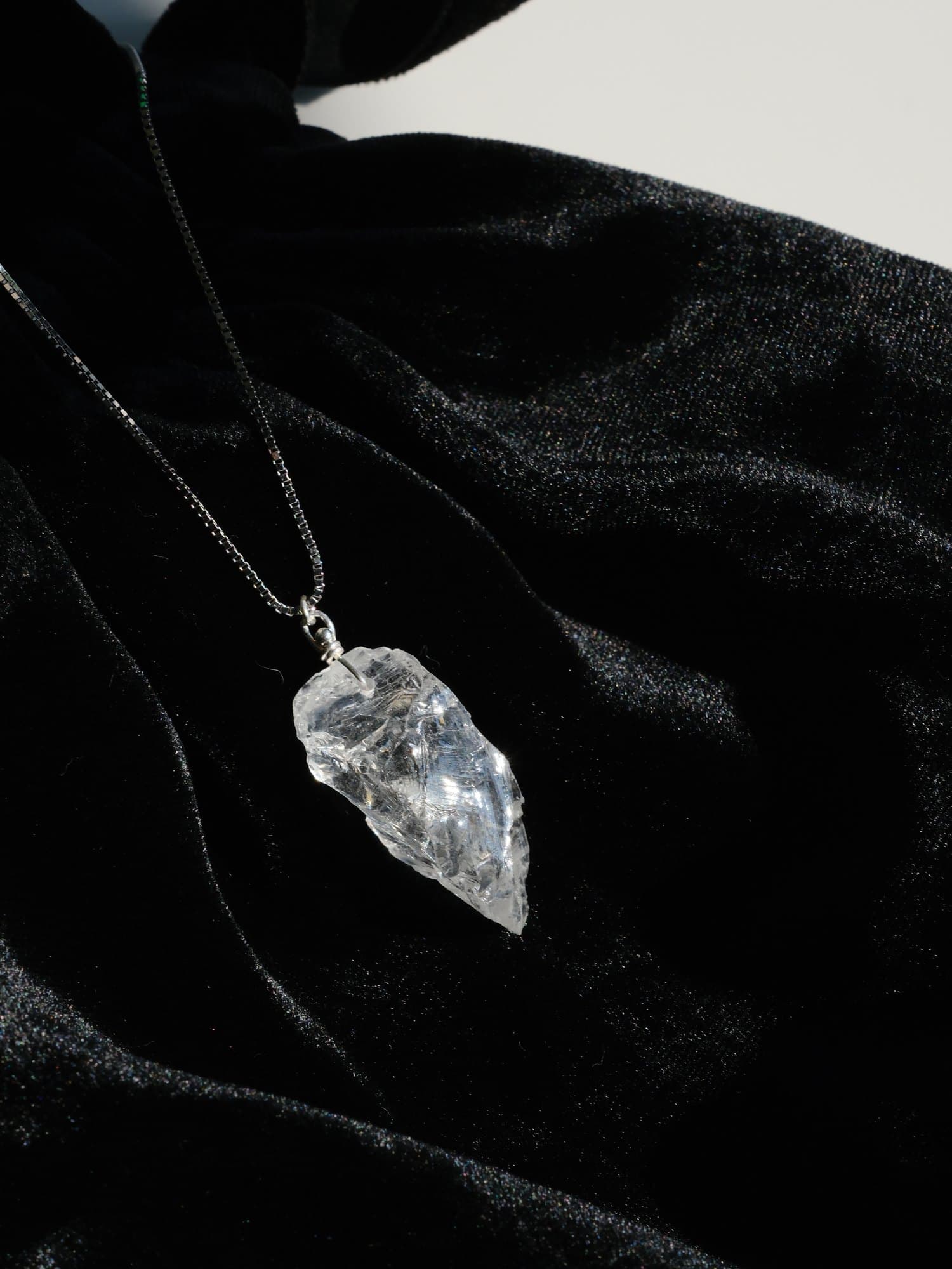 Clear Quartz Raw Necklace angle product image