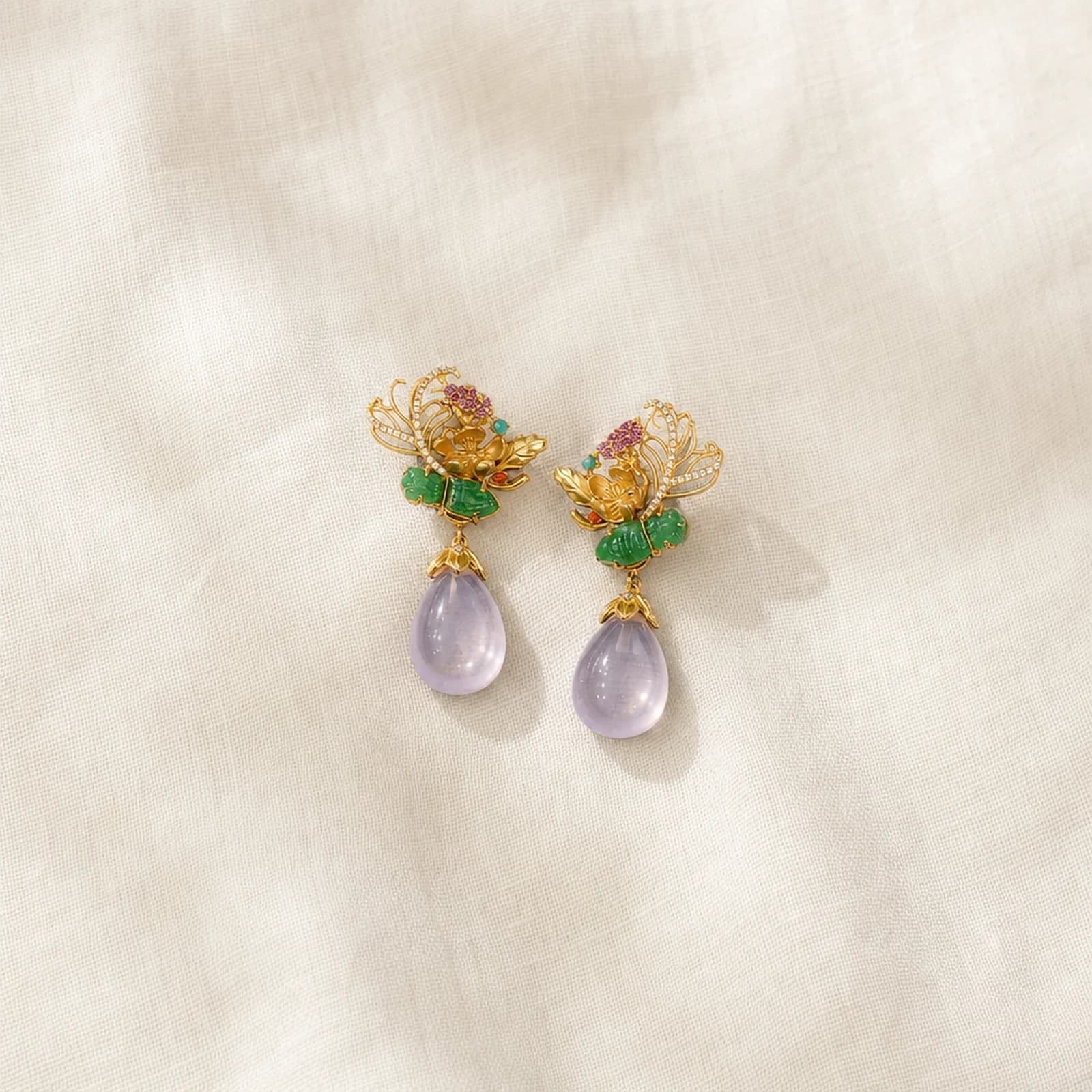 Jade Rose Filigree Earrings main view