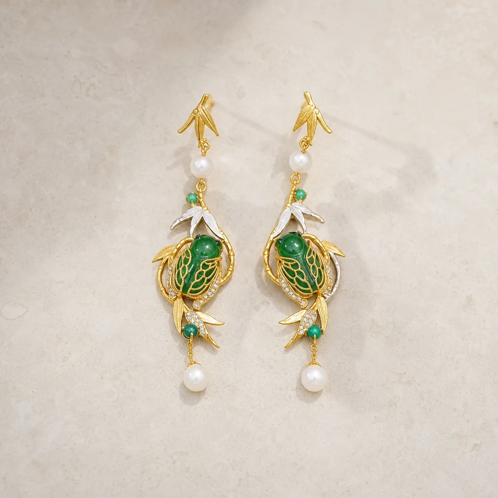 Jade Pearl Drop Earrings main view
