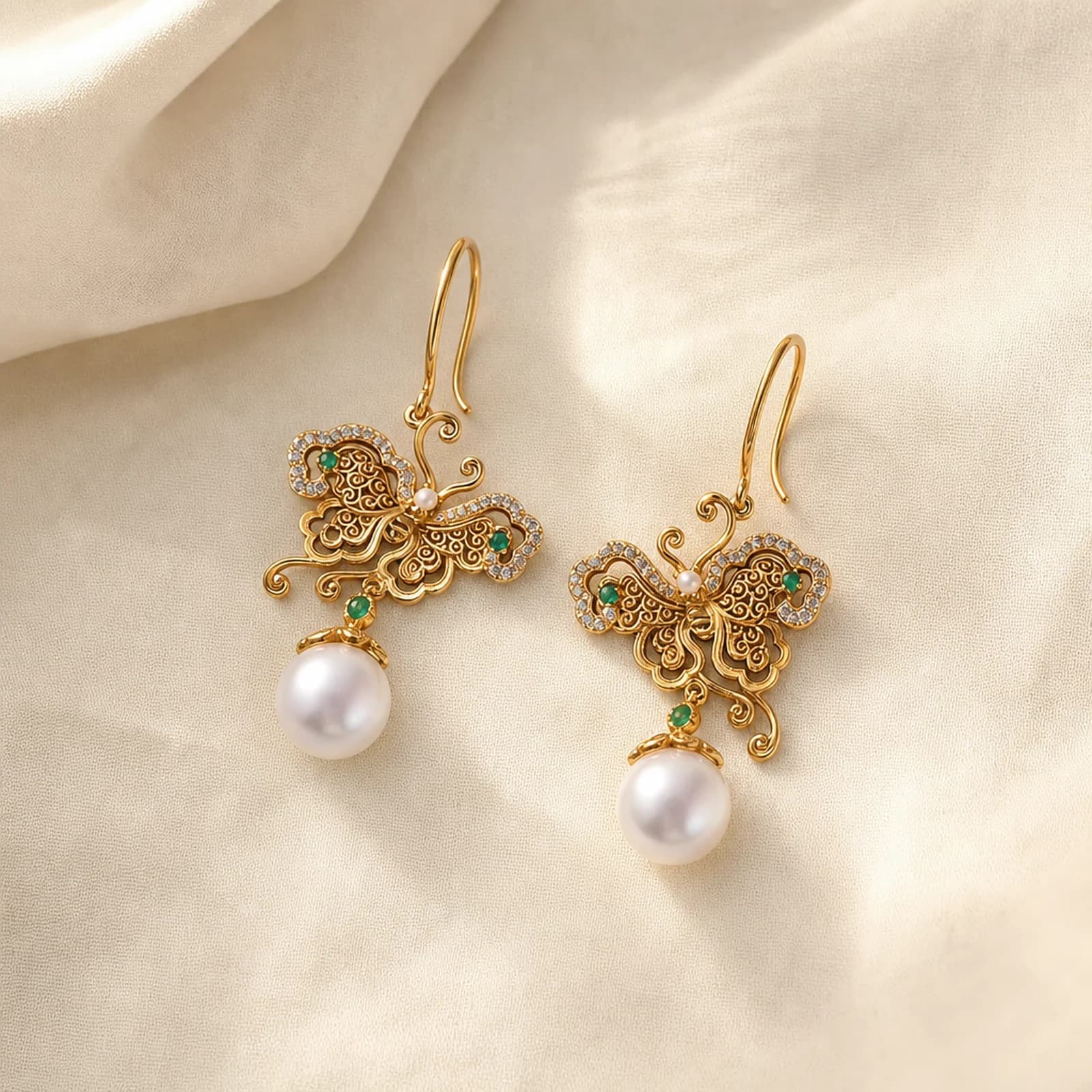 Pearl Filigree Drop Earrings main view