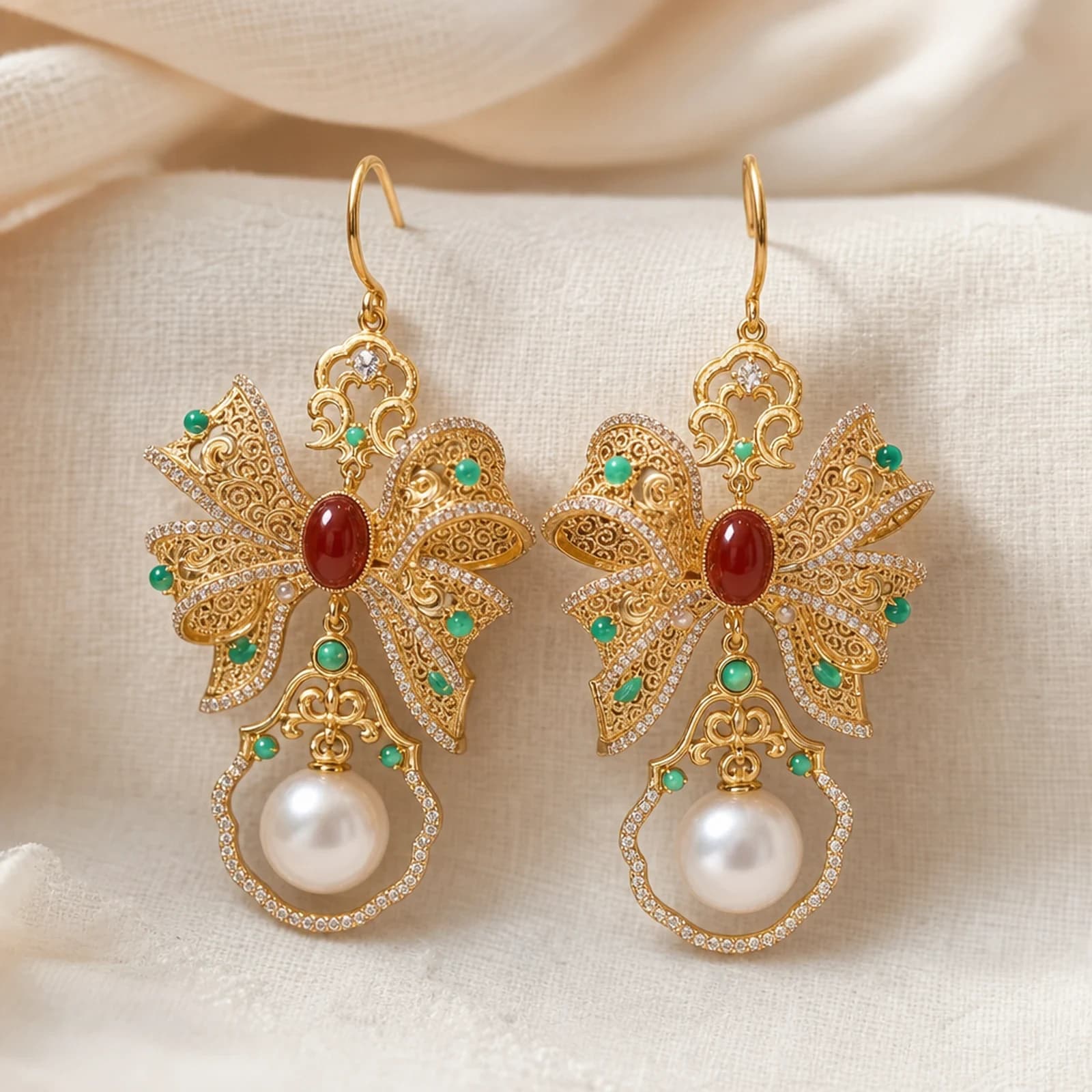 Butterfly Pearl Earrings main view