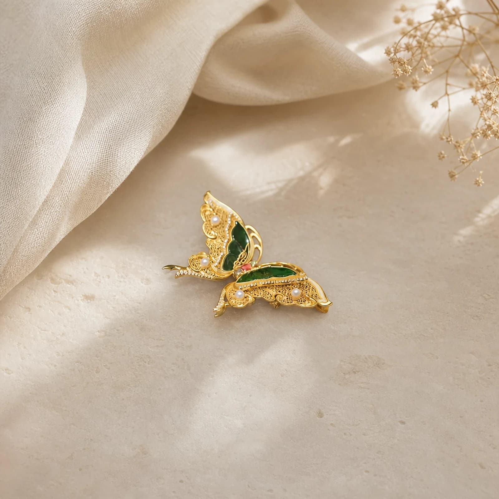 Butterfly Filigree Brooch quiet ritual setting