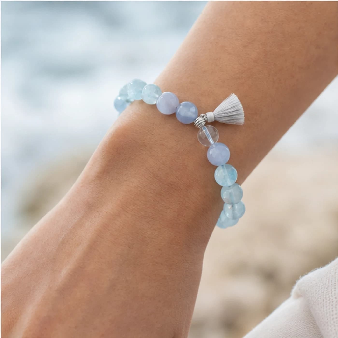 YIS-02 Azure Coast Calm Wisdom Bracelet on wrist image