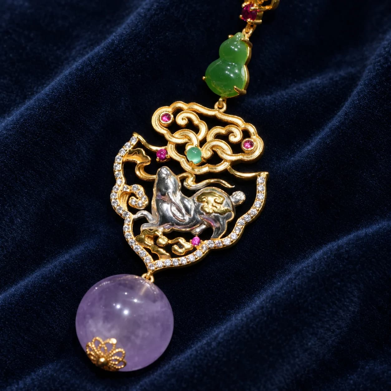 Jade Amethyst Filigree Earrings