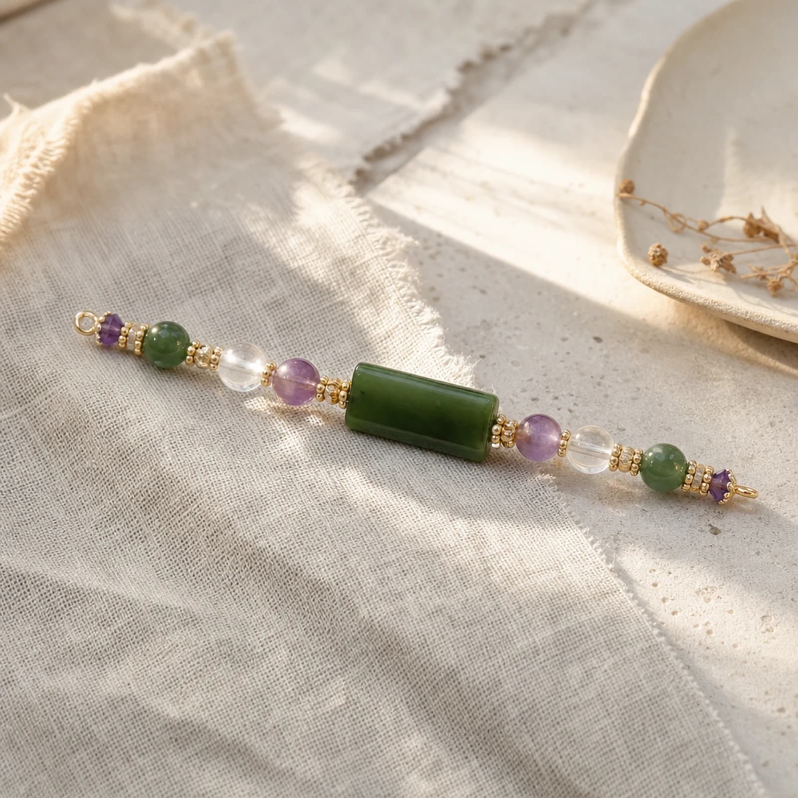 Jade Amethyst Filigree Earrings