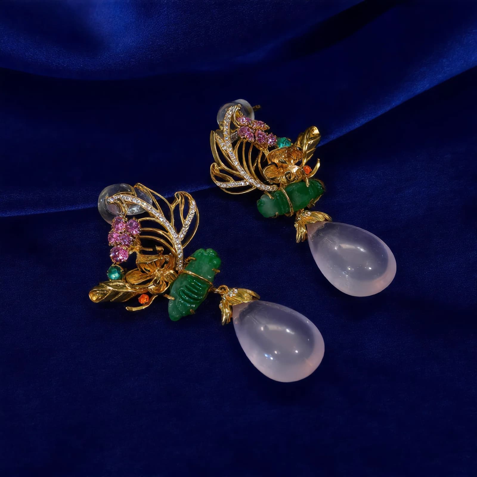 Jade Rose Filigree Earrings