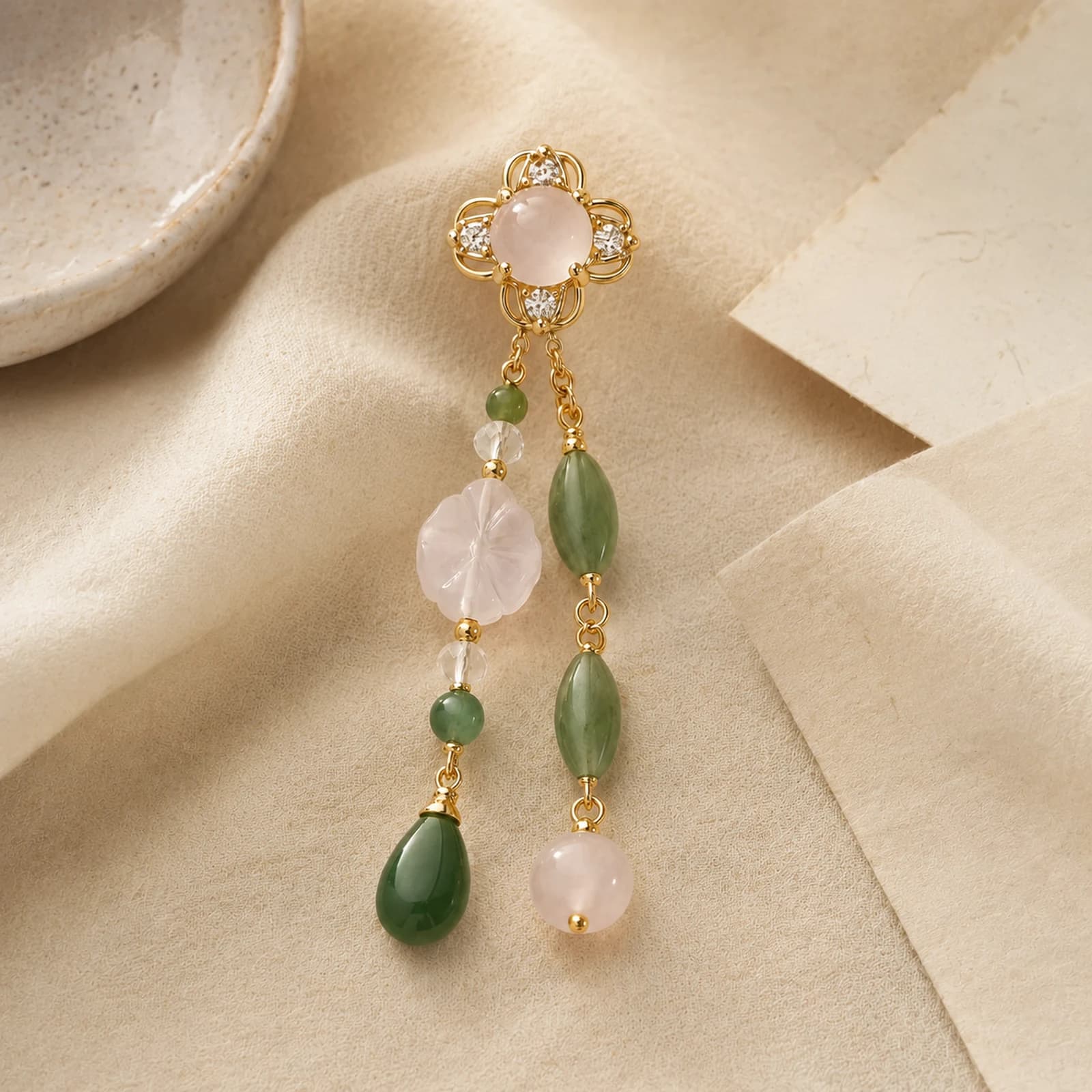 Jade Rose Filigree Earrings