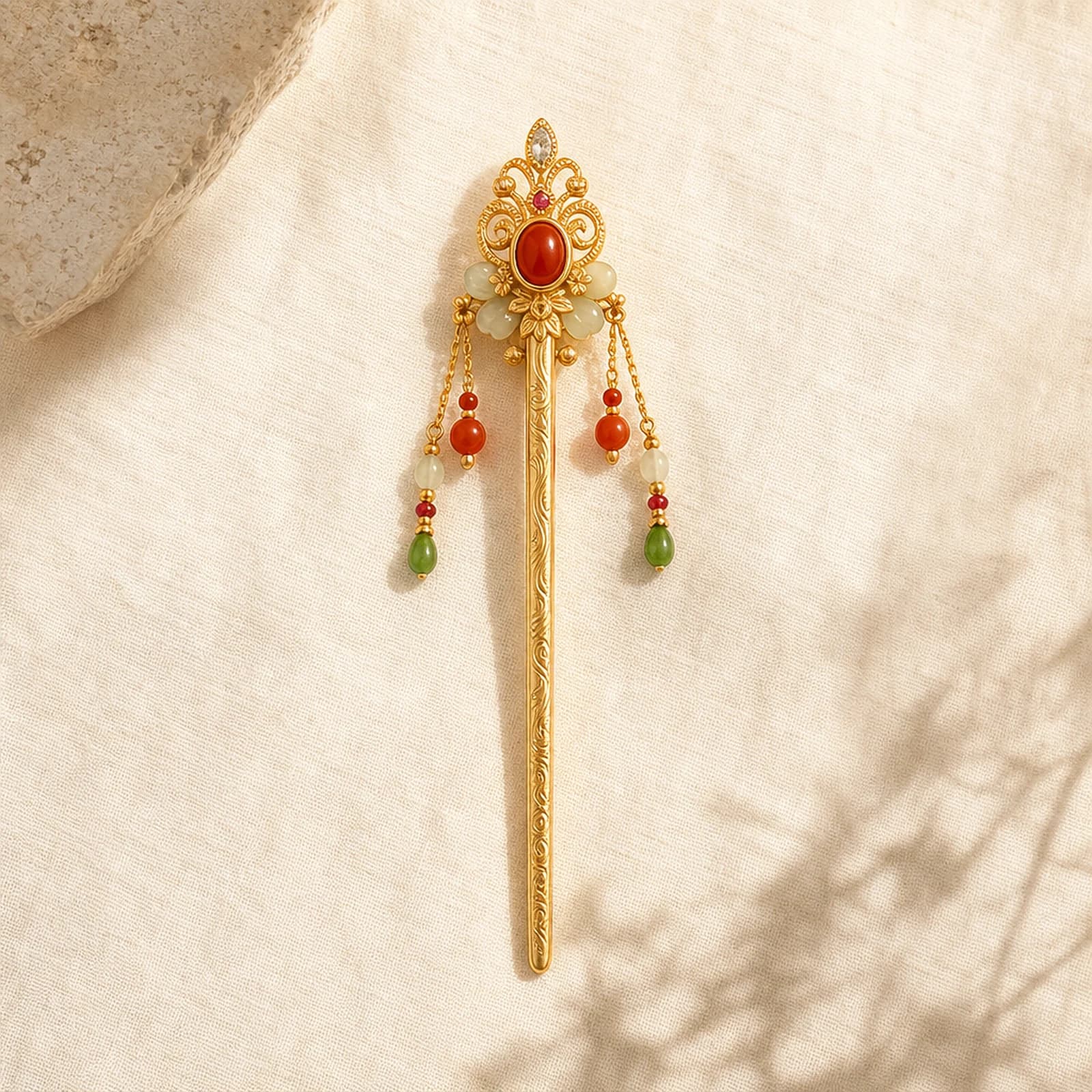 White Jade Tassel Earrings