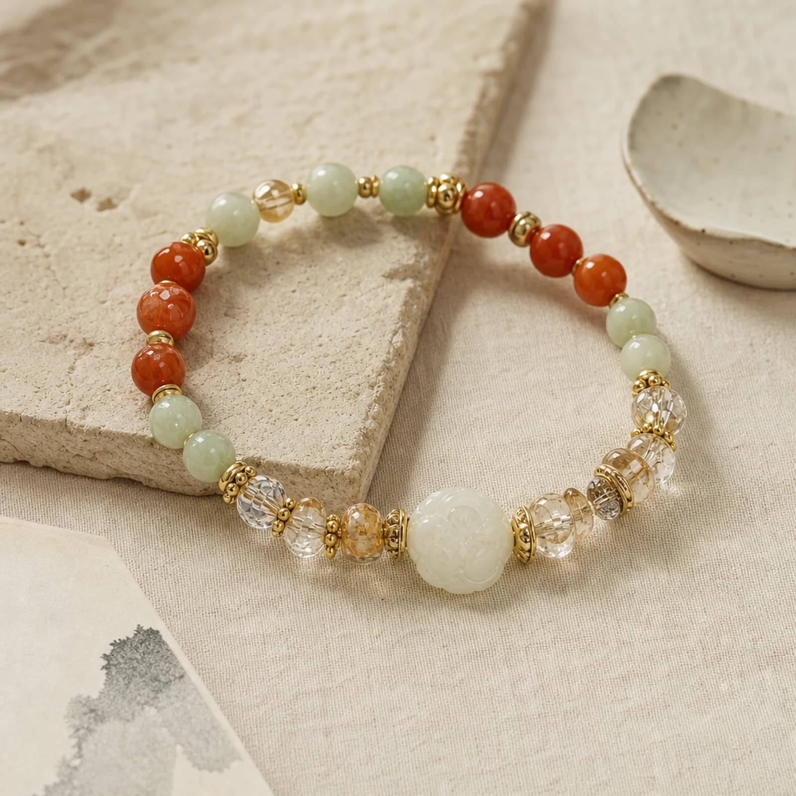 White Jade Tassel Earrings