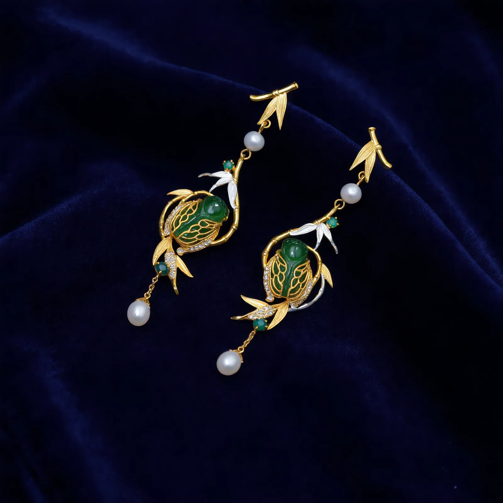 Jade Pearl Drop Earrings
