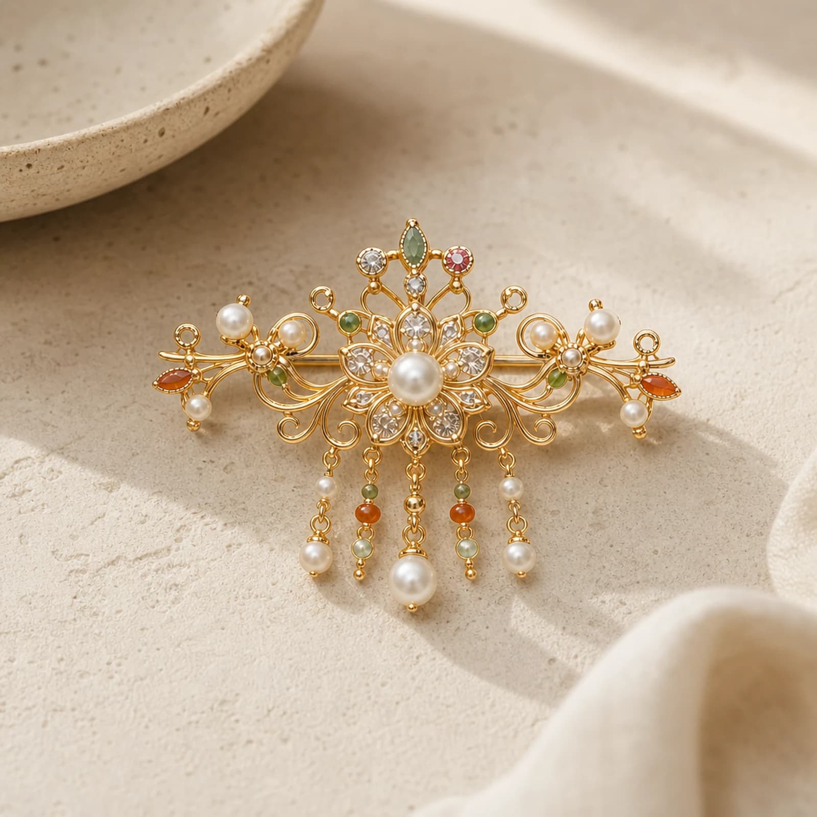 Pearl Filigree Drop Earrings