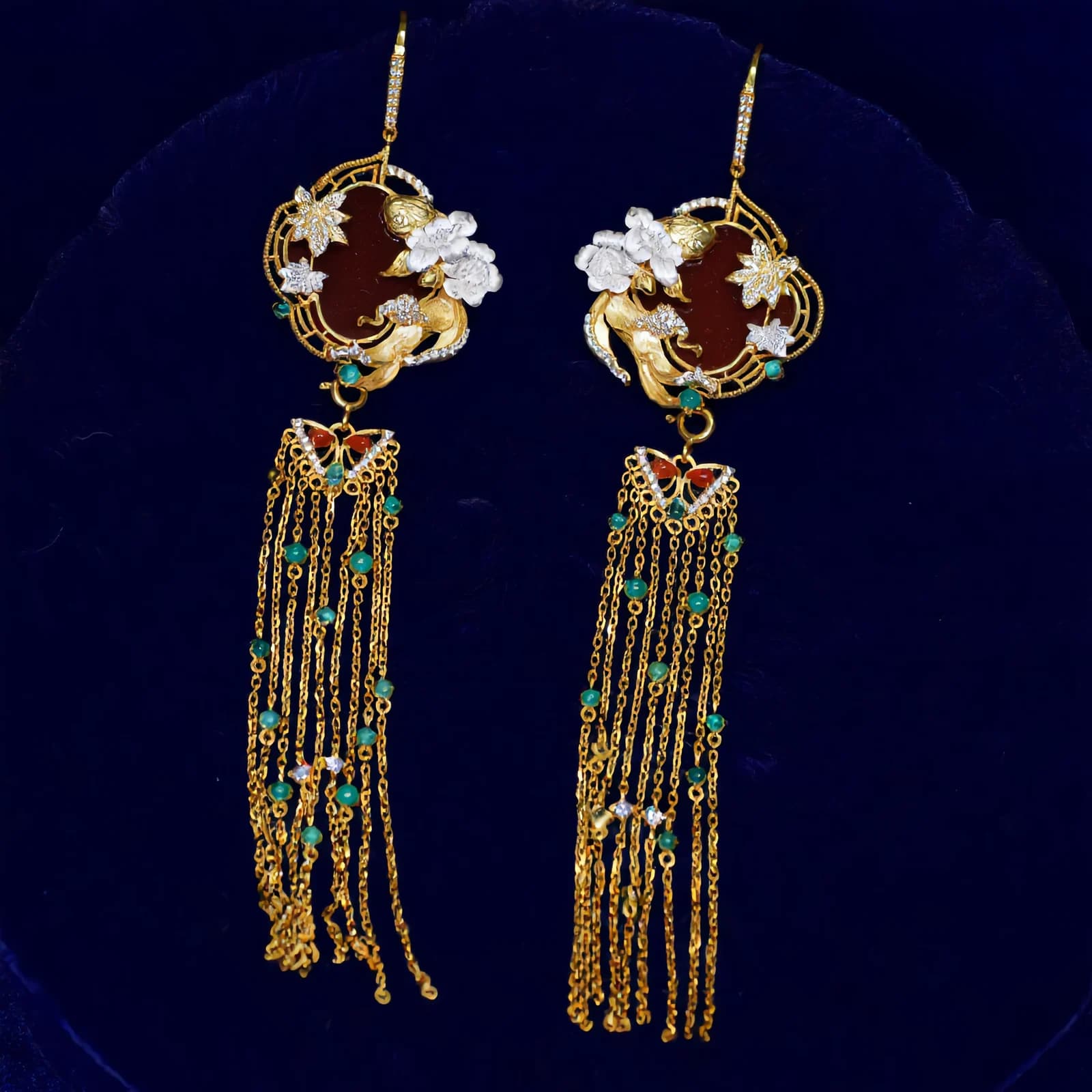 Red Agate Tassel Earrings