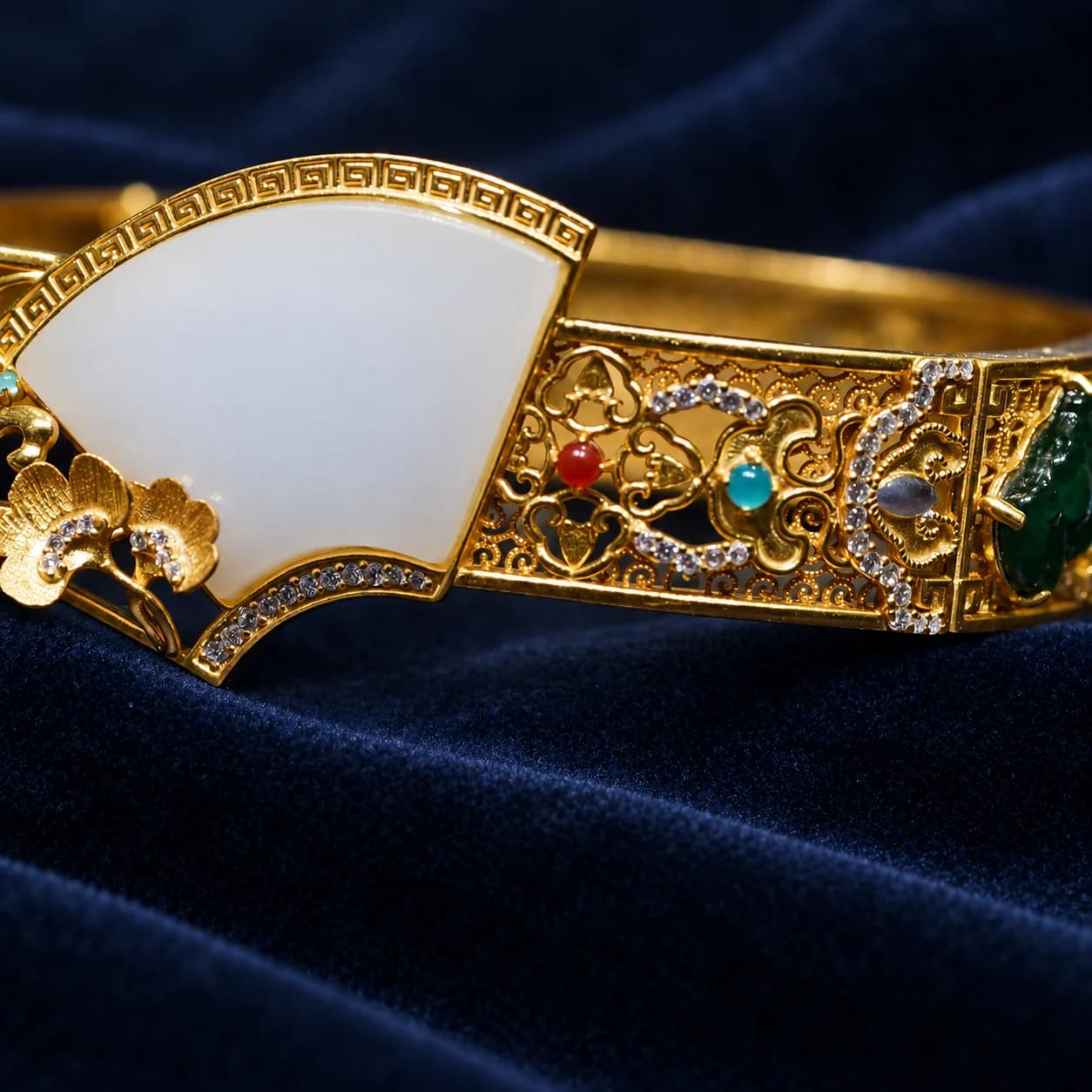 White Jade Filigree Bangle