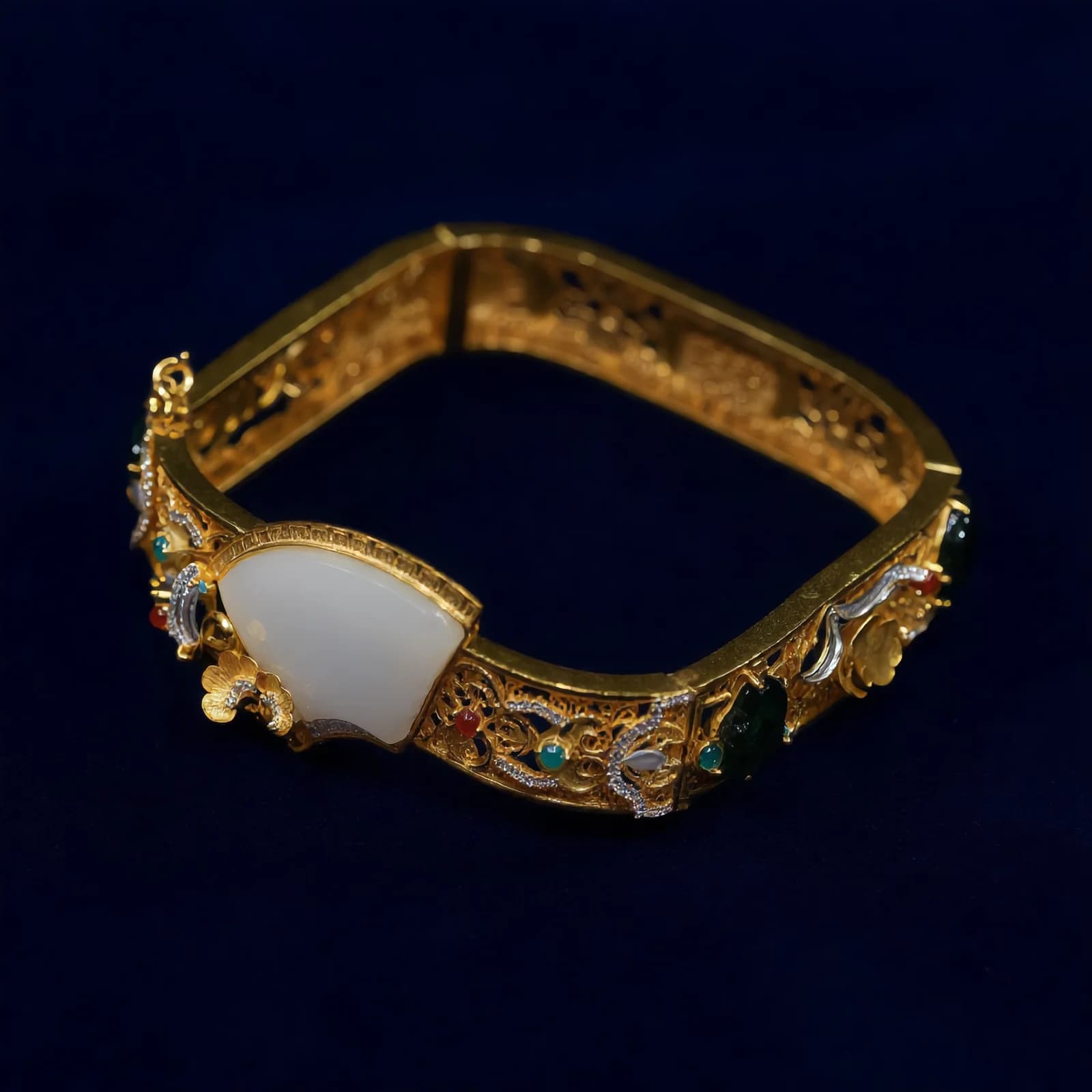 White Jade Filigree Bangle