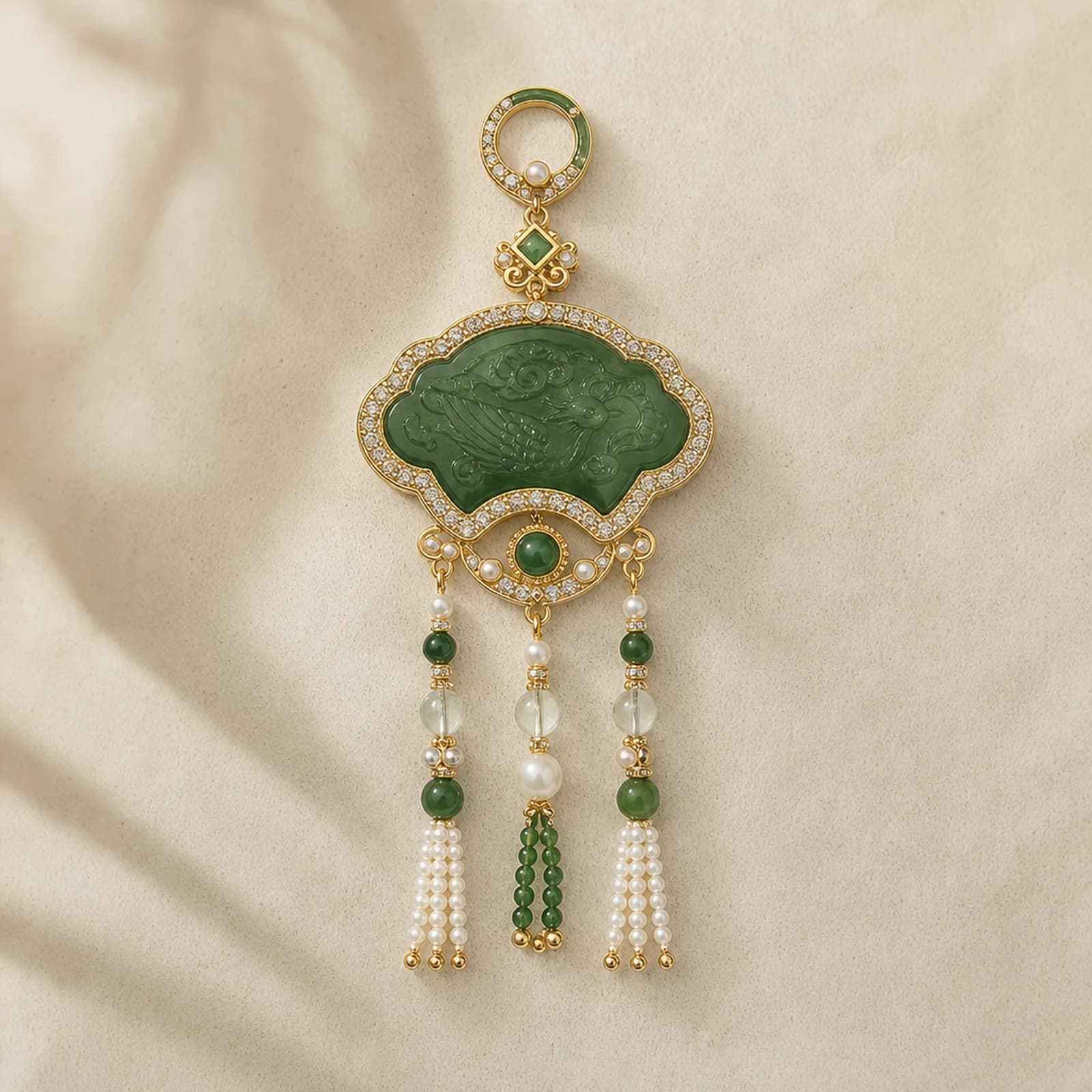 Jade Leaf Filigree Brooch