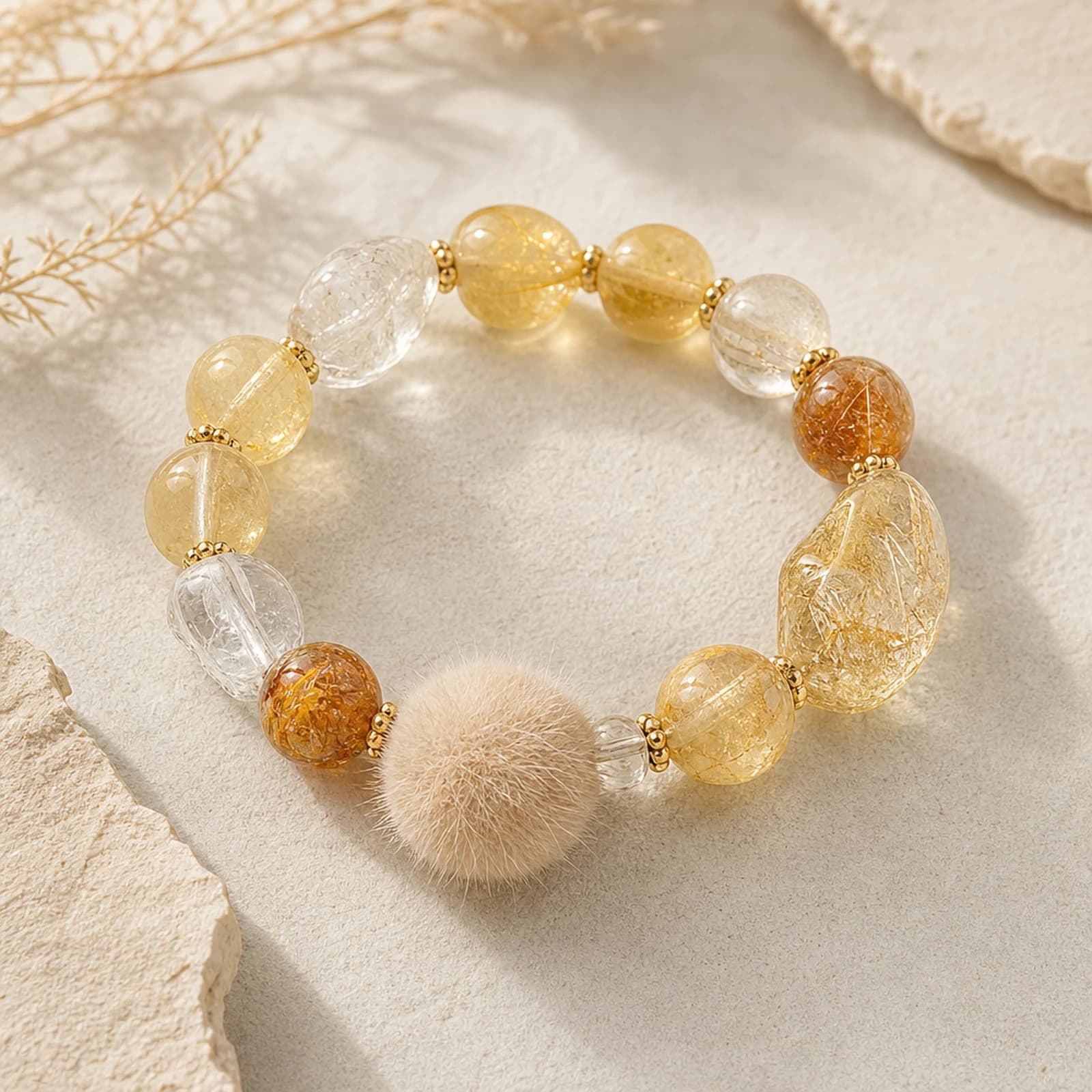 Citrine Rabbit-Hair Bracelet