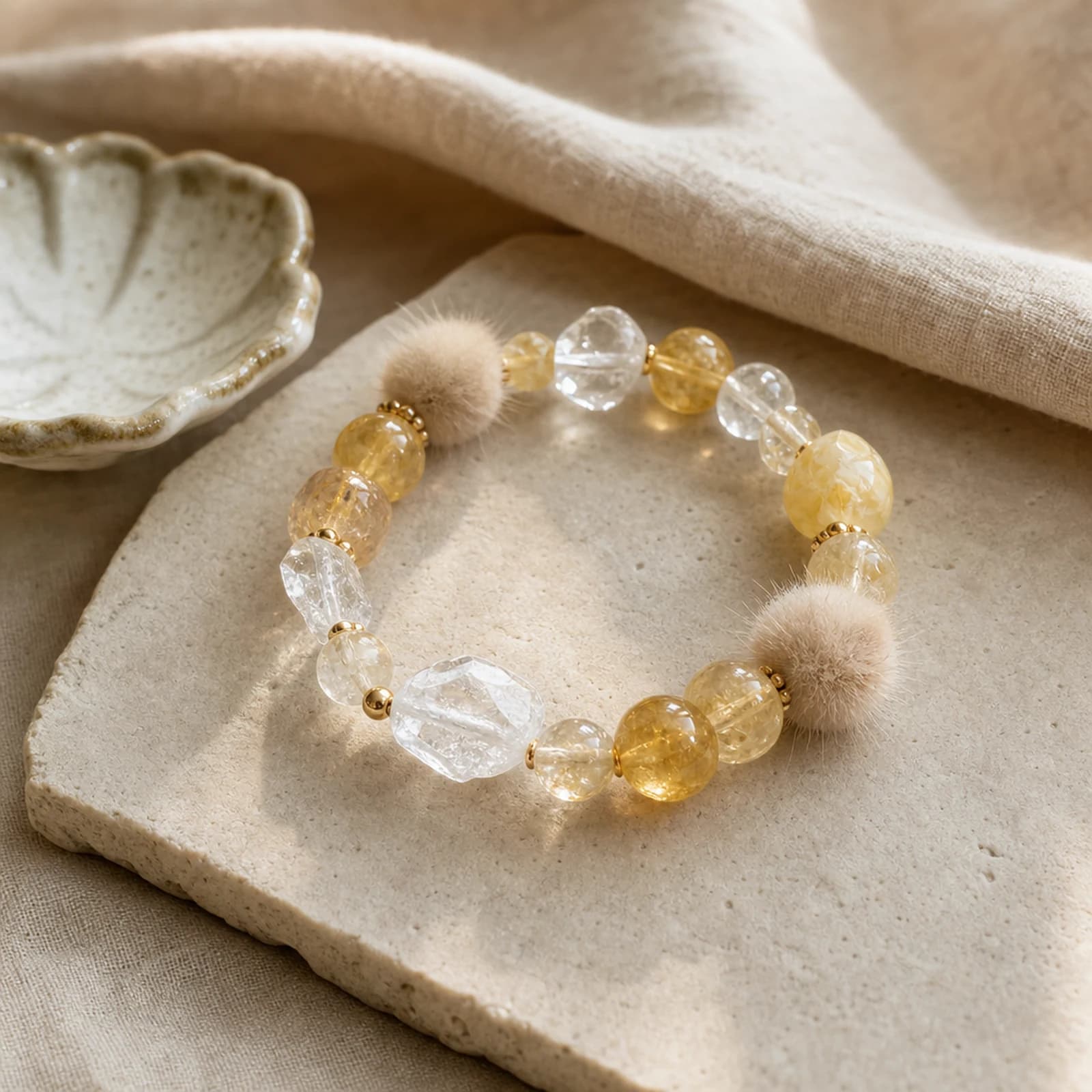 Citrine Rabbit-Hair Bracelet