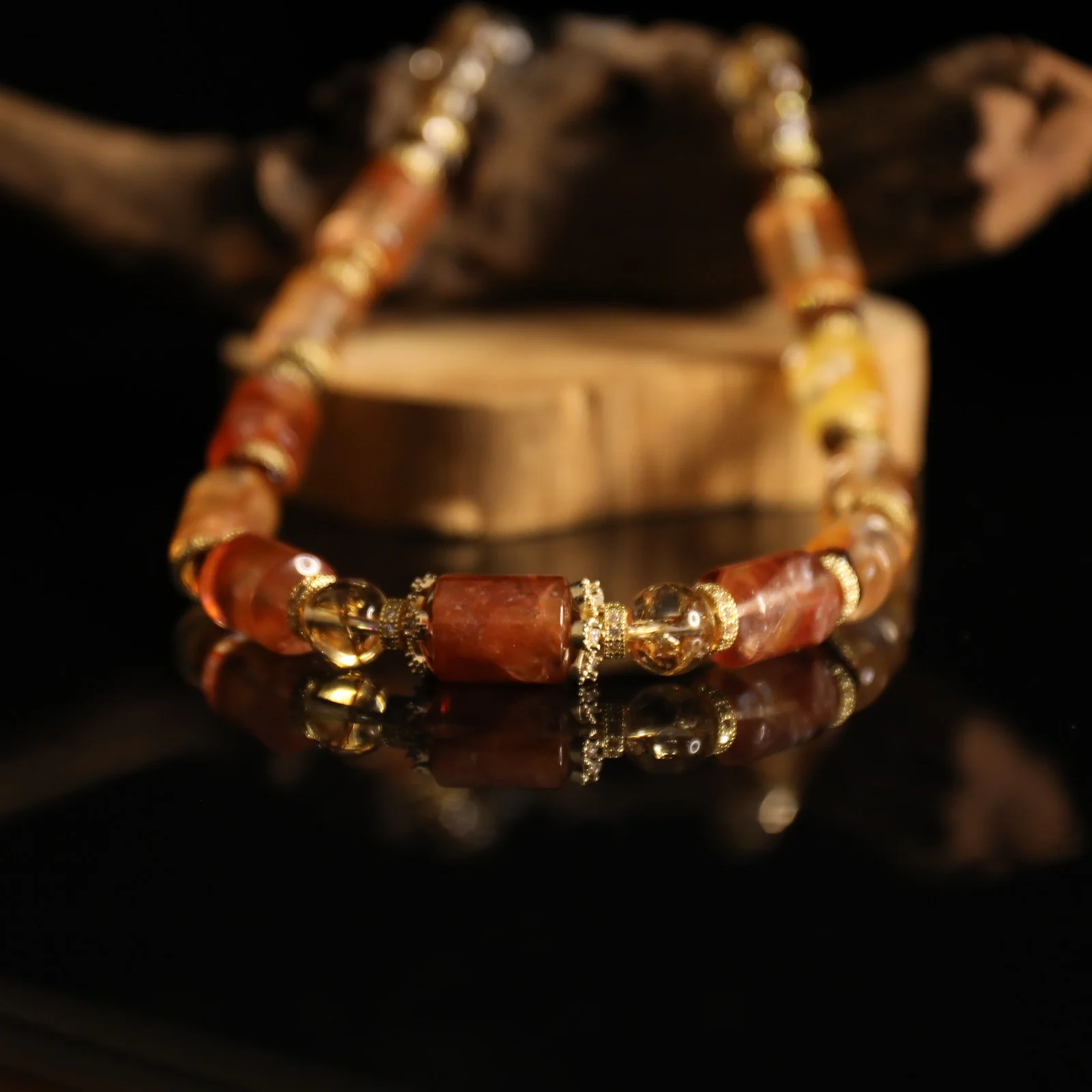 Fire Quartz Barrel Necklace