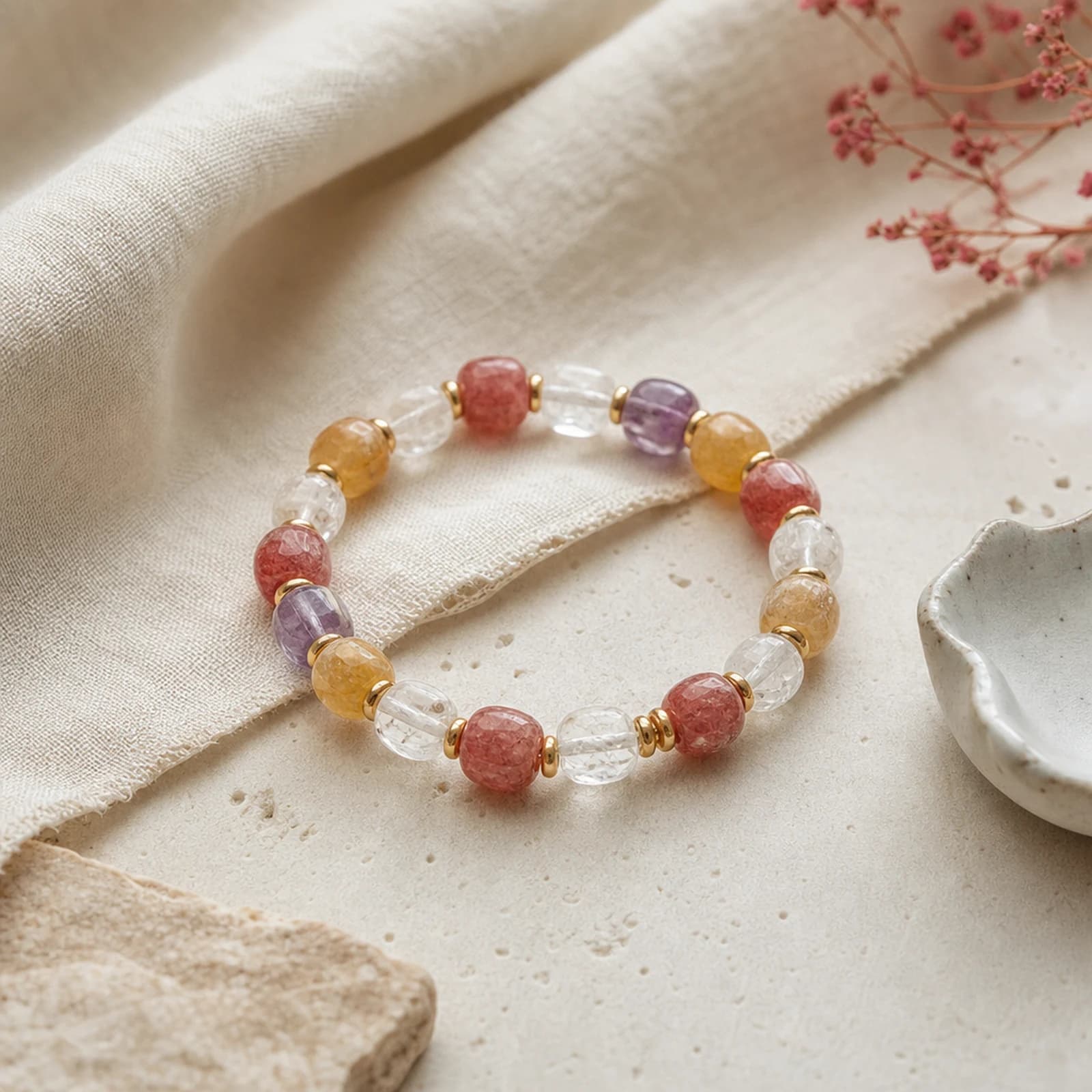 Fire Quartz Barrel Necklace