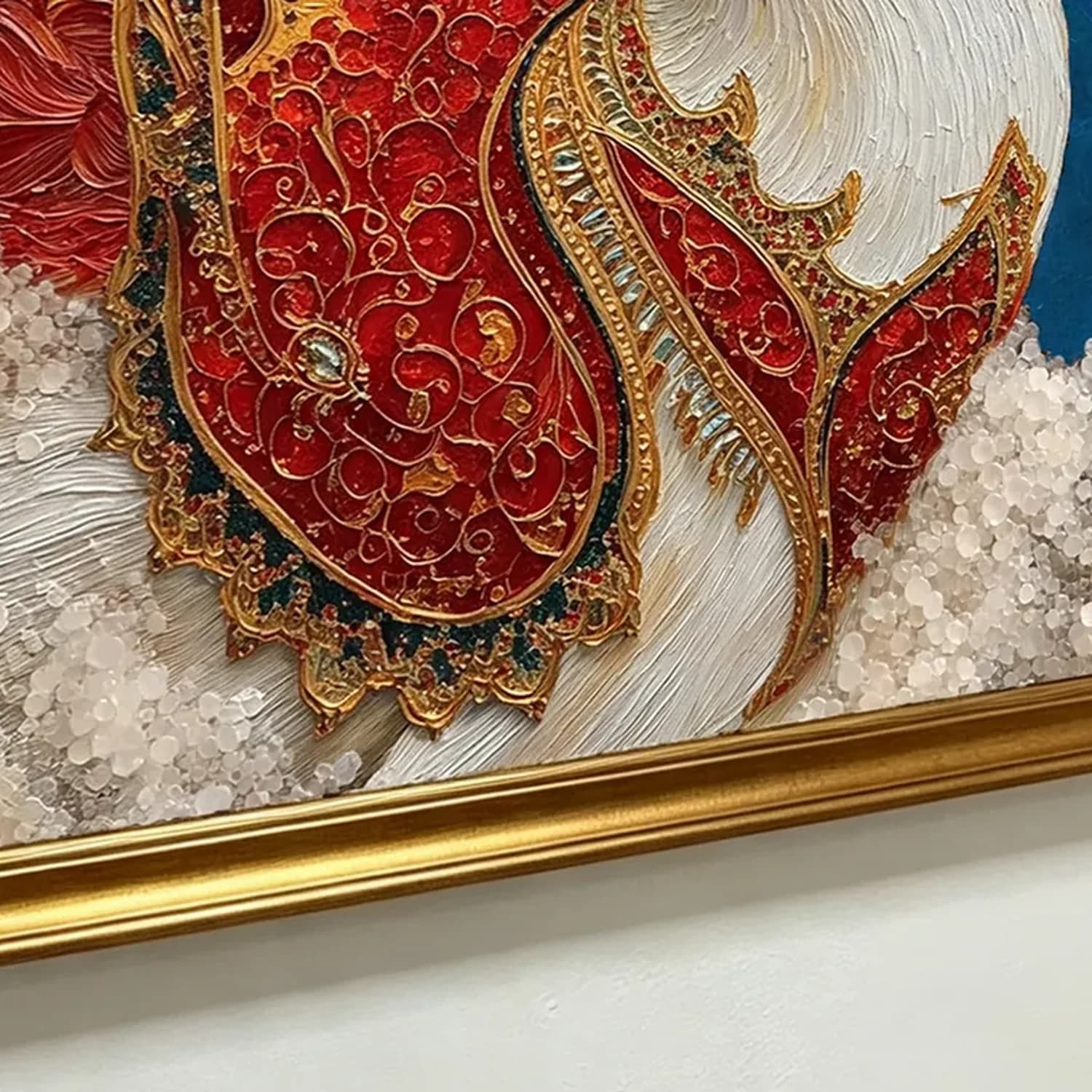 Scarlet Plume Peacock. Real crystal, set by hand