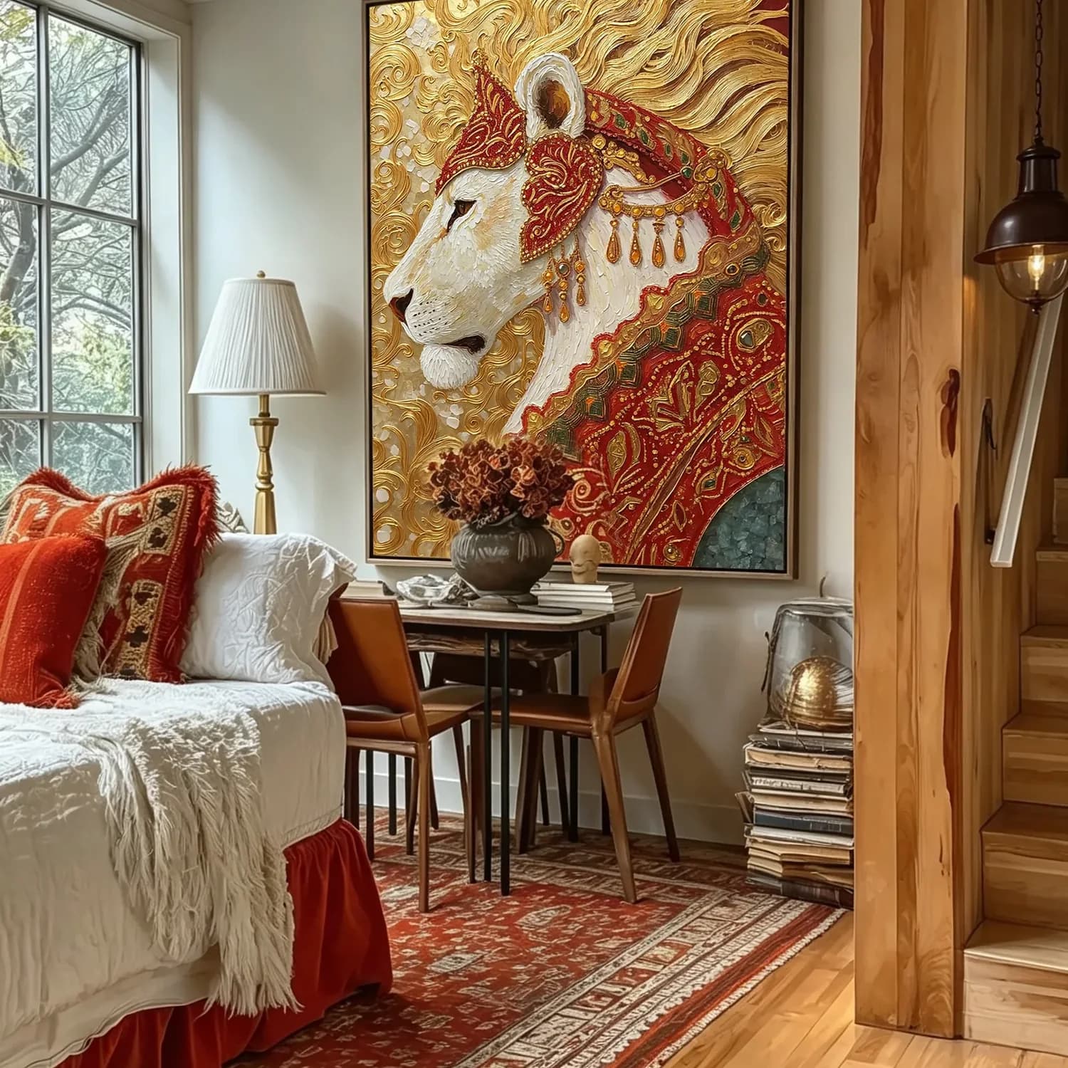 Gilded Snow Lion at room distance