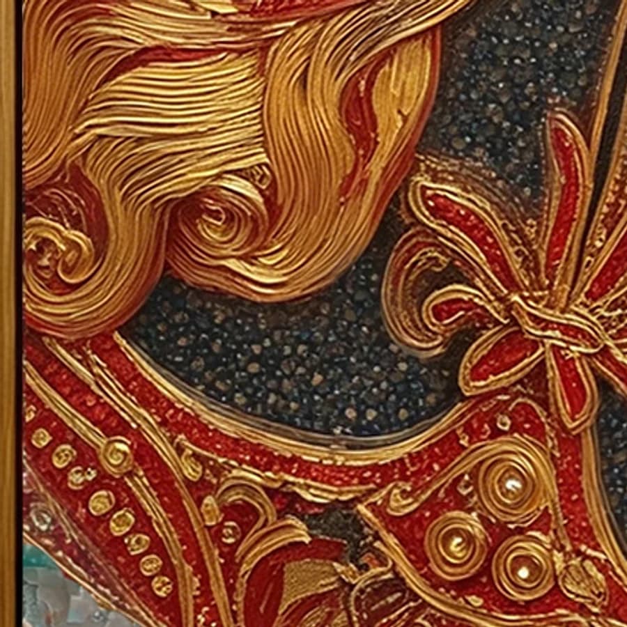 Flame Imperial Lion. Impasto oil and gold leaf
