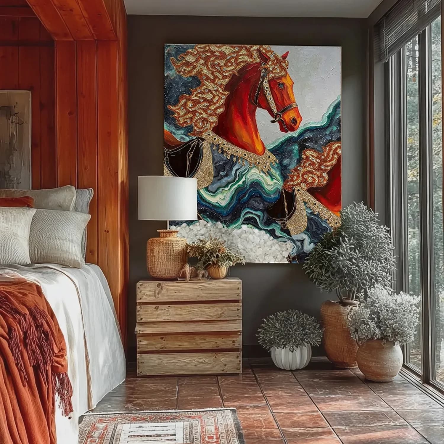 Gilded Crimson Steed at room distance