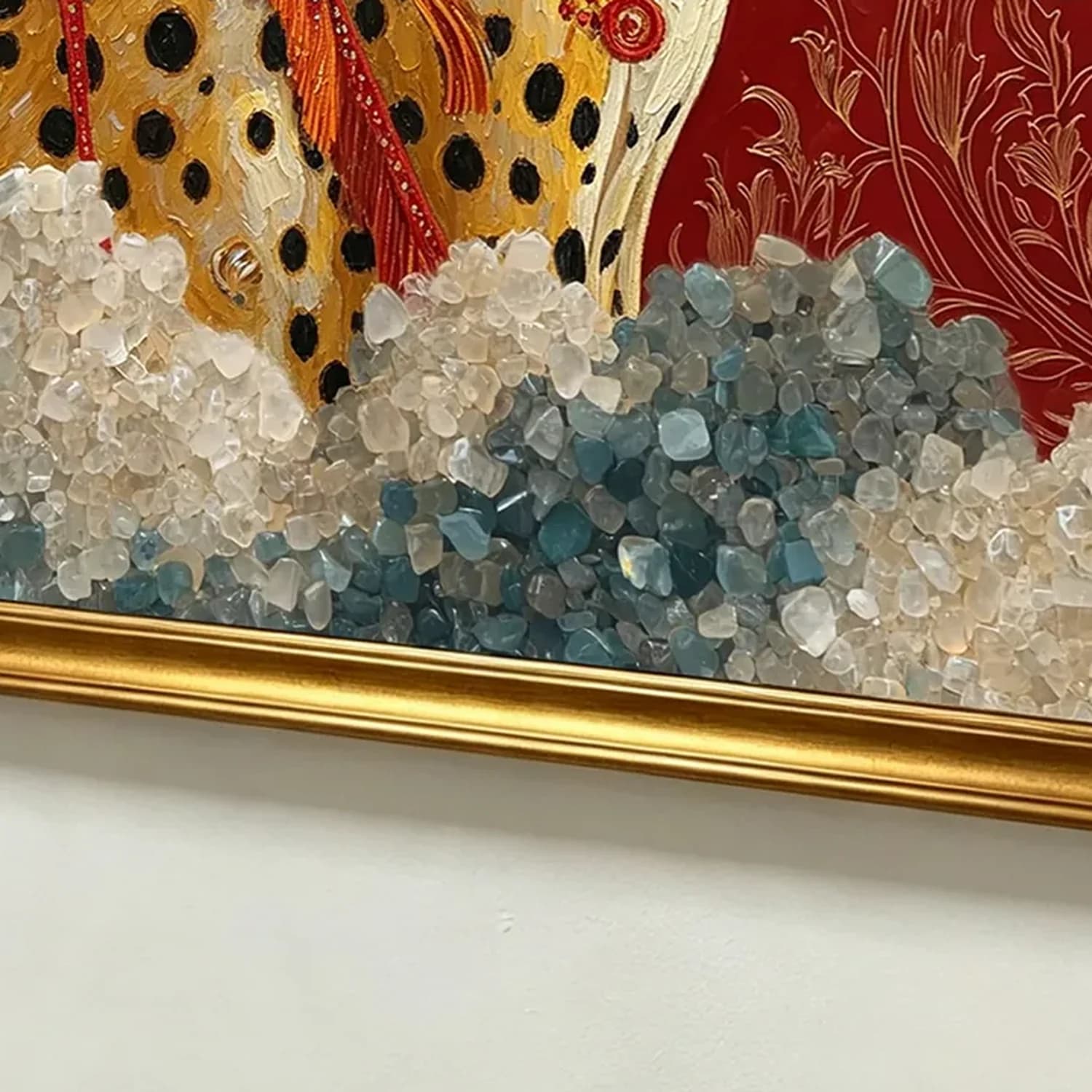 Crimson Golden Leopard. Real crystal, set by hand